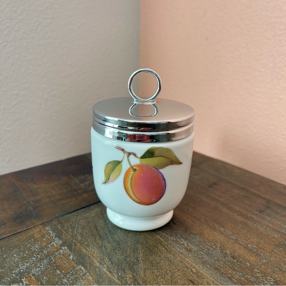 Royal Worcester Evesham Porcelain Egg Coddler_Peach & Red Currants